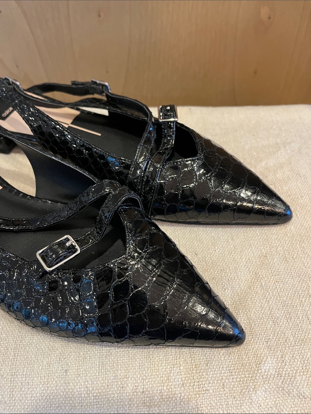 Dolce Vita Snakeskin Pointed Toe Slingback Flats - Picture 2 of 6